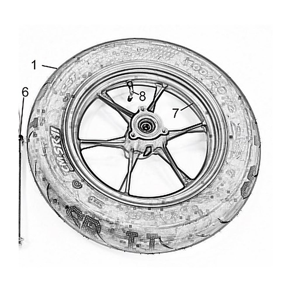 CM-SR 100/90-12 front tyre on VMC GP12 wheel